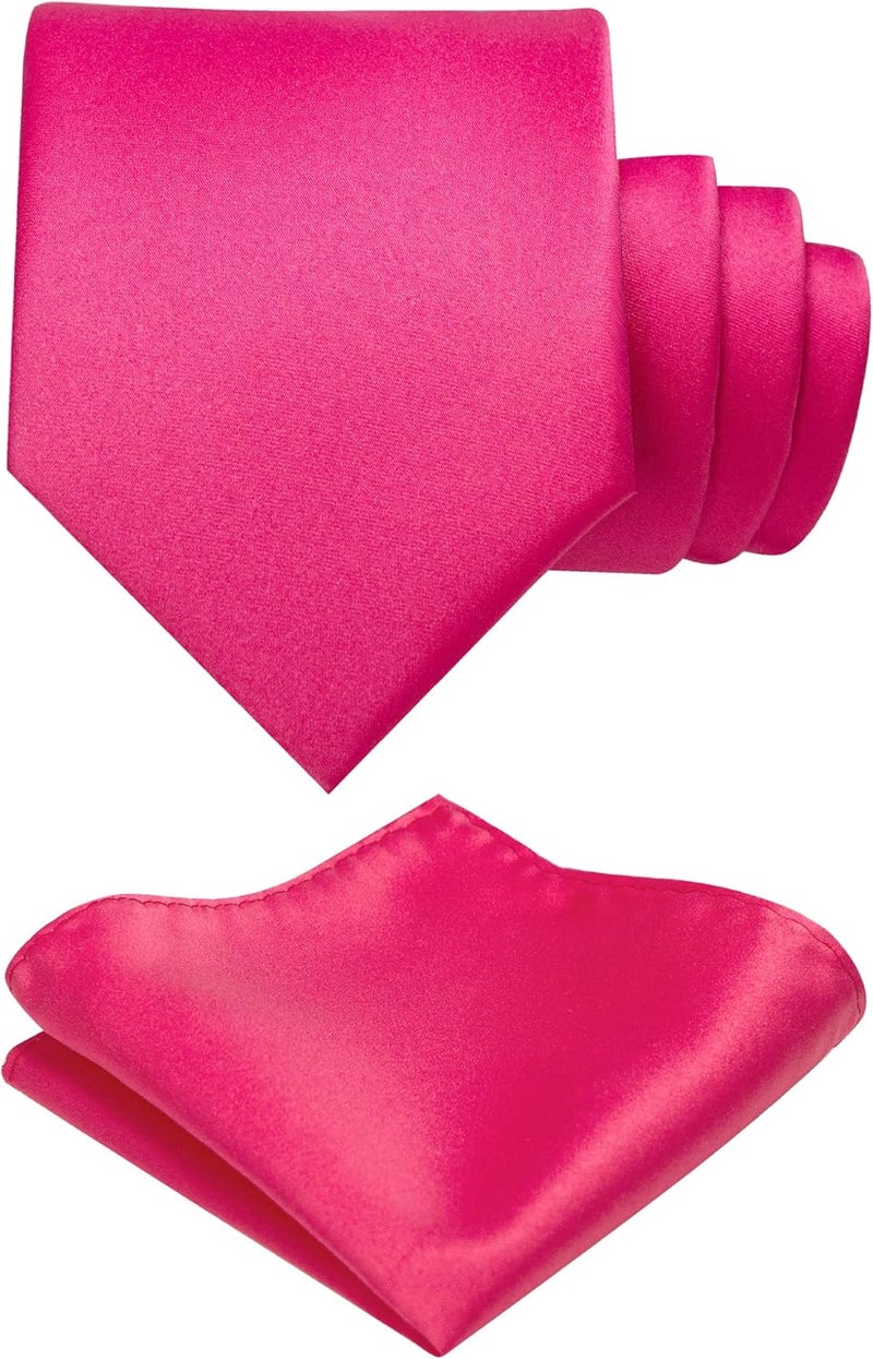 RBOCOTT Solid Color Tie and Pocket Square Hankerchief with Lapel Pin Set for Men - Image 1